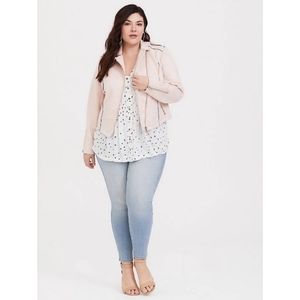 Torrid Blush Stretch Faux Suede Moto Jacket